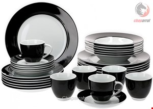 سرویس غذاخوری چینی 30 پارچه 6 نفره ون ول اسکاندیناوی  Van Well Dinner Service 30 Pieces For 6 people Vario porcelain series - Schwarz