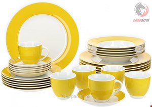 سرویس غذاخوری چینی 30 پارچه 6 نفره ون ول اسکاندیناوی Van Well Dinner Service 30 Pieces For 6 people Vario porcelain series - Gelb