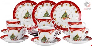 سرویس قهوه خوری چینی کریسمس 36 پارچه 12 نفره ون ول اسکاندیناوی Van Well Kaffeeservice Weihnachtszauber (36-tlg.)