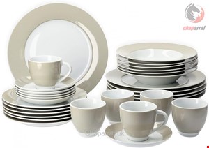 سرویس غذاخوری چینی 30 پارچه 6 نفره ون ول اسکاندیناوی  Van Well Dinner Service 30 Pieces For 6 people Vario porcelain series - Beige