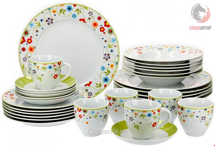 سرویس غذاخوری چینی 30 پارچه 6 نفره ون ول اسکاندیناوی Van Well Kombiservice 30-tlg Vario Flowers