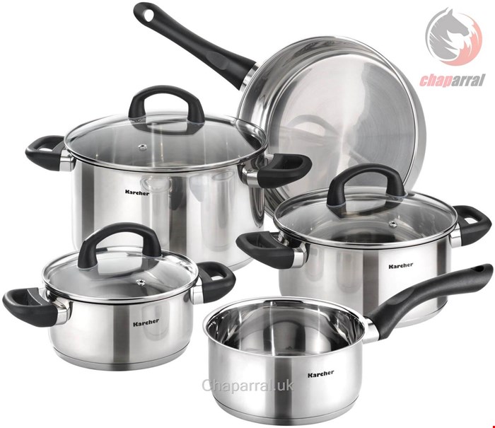 سرویس قابلمه 5 پارچه کرشر آلمان Kärcher Kochtopfset aus Edelstahl Induktion Mia (5tlg) Silber