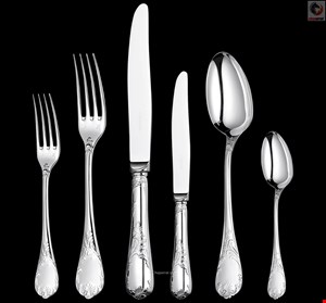 سرویس قاشق چنگال 36 پارچه با روکش نقره کریستوفل فرانسه CHRISTOFLE 36-Piece Sterling Silver Flatware Set with Free Chest