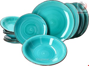 سرویس غذاخوری سفالی 12 پارچه 4 نفره مامبوکت MamboCat Teller-Set Turquoise (12-tlg.)