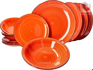 سرویس غذاخوری سفالی 12 پارچه 4 نفره مامبوکت  MamboCat Teller-Set Orange (12-tlg.)