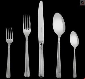 سرویس قاشق چنگال 75 پارچه با روکش نقره کریستوفل فرانسه CHRISTOFLE 75-Piece Stainless Steel Flatware Set with Ambassadeur chest