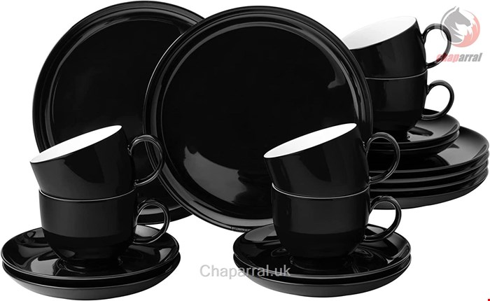 سرویس قهوه خوری چینی 18 پارچه 6 نفره سلتمن ویدن آلمان Seltmann Weiden Frühstücks-Set Lido Black Line schwarz/weiß (18-tlg.)