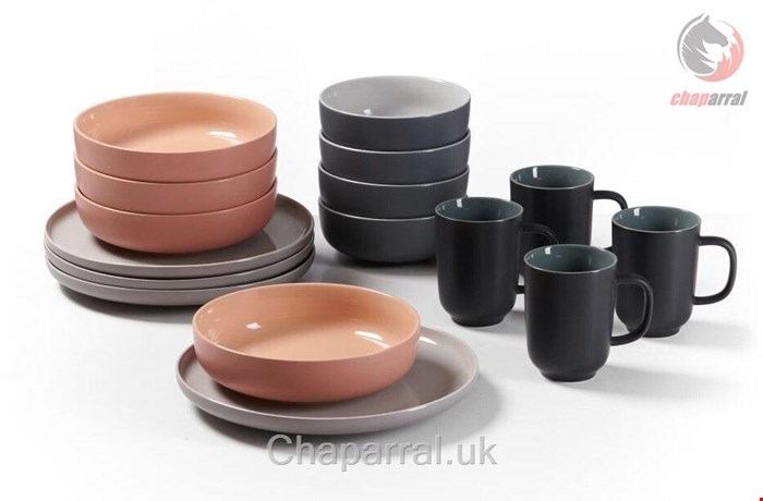 سرویس غذاخوری سرامیک 16 پارچه 4 نفره ریتزن هوف اند برکر آلمان Ritzenhoff / Breker Kombiservice Jasper (16-tlg.) schiefer/puder/taupe/grau