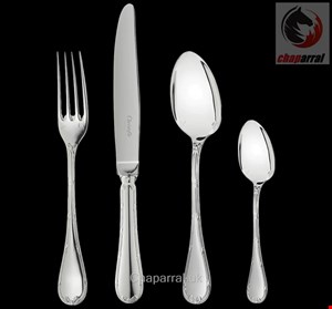 سرویس قاشق چنگال 24 پارچه با روکش نقره کریستوفل فرانسه CHRISTOFLE 24-Piece Silver-Plated Flatware Set with Free Chest