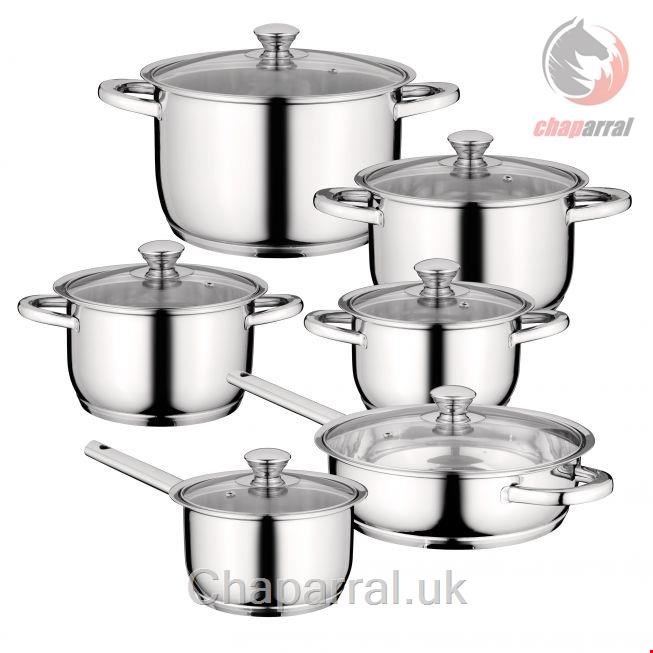 سرویس قابلمه ماهیتابه 12 پارچه برگهف بلژیک Berghoff Kochgeschirr-Set 12-tlg. Gourmet Stainless Steel - Essentials