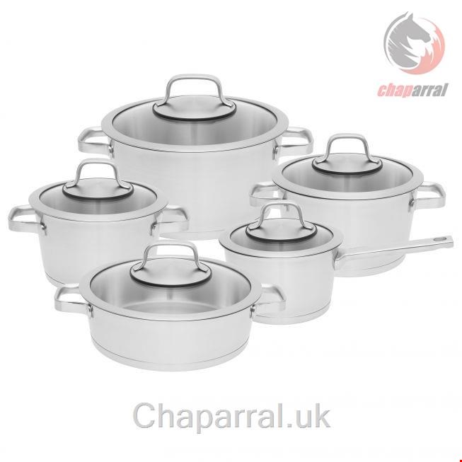 سرویس قابلمه ماهیتابه 10 پارچه برگهف بلژیک Berghoff Kochgeschirr-Set 10-tlg. Manhattan - Essentials