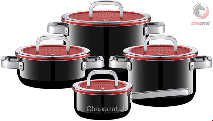 سرویس قابلمه 4 پارچه وی ام اف آلمان WMF FusionTec Kochgeschirr-Set 4-teilig schwarz rot