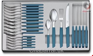 سرویس قاشق چنگال 24 پارچه ویکتورینوکس سوئیس Victorinox Swiss Modern 24-teilig kornblumen-blau