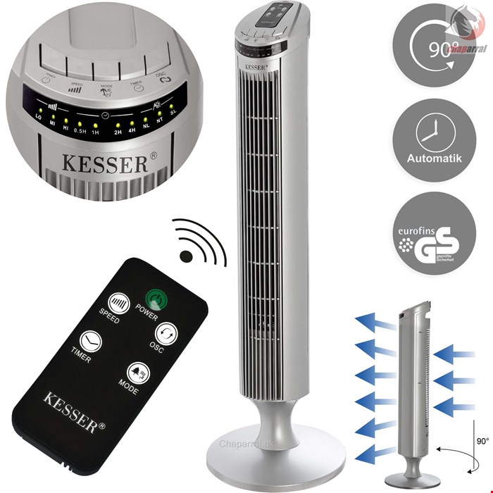 پنکه برقی ایستاده کسر KESSER Turmventilator- mit Fernbedienung LED Display Standventilator Klimaanlage/ silber