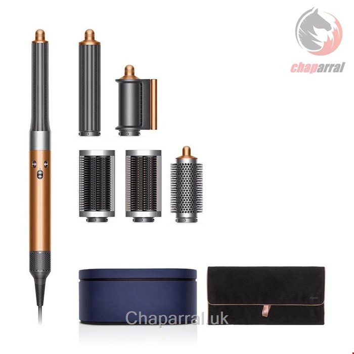 سشوار برس دار چرخشی چند منظوره دایسون انگلستان DYSON Multihaarstyler Airwrap Complete Long Kupfer Nickel inkl gratis Reisetasche