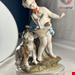  مجسمه نقاشی با دست دکوری چینی آنتیک قدیمی Italienische polychrome Porzellanskulpturgruppe aus Neapel frühes 20 Jahrhundert