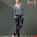  بلوز راحتی زنانه اسنزا هلند ESSENZA Opal Striped Indigo Blue Top Langarm