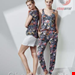  بلوز راحتی آستین کوتاه زنانه اسنزا هلند ESSENZA Saona Famke Moonlight Blue Top Kurzarm