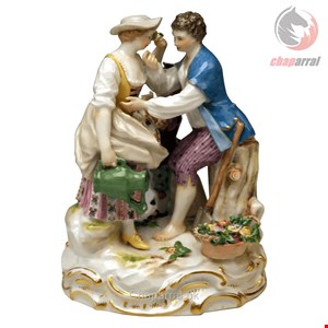 مجسمه دست ساز دکوری چینی آنتیک قدیمی مایسن آلمان  Meissener Gardener Couple Rokoko Garments von Acier Modell B 28 hergestellt um 1870