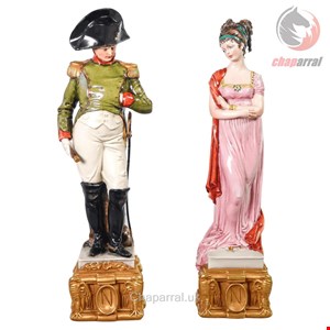 مجسمه دکوری سرامیکی آنتیک قدیمی Keramik Skulpturen von Bruno MERLI Napoleon Bonaparte und Josephine XX sec
