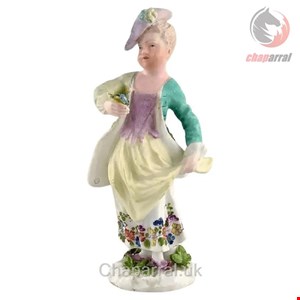 مجسمه نقاشی با دست دکوری چینی آنتیک قدیمی مایسن آلمان Meißen Deutschland Antike handbemalte Porzellanfigur Lady mit Blumen  