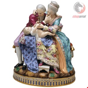 مجسمه دست ساز دکوری چینی آنتیک قدیمی مایسن آلمان Meissener Gardener Couple Rokoko Garments von Acier Modell B 28 hergestellt um 1870