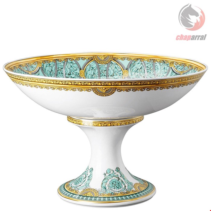 ظرف میوه خوری پایه دار روزنتال آلمان Rosenthal meets Versace Dekoschale Scala Palazzo Verde Schale auf Fuß 35 cm