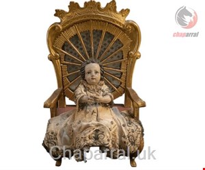 مجسمه دکوری آنتیک قدیمی Fine Spanish Colonial Refined Jesus on a Throne Sculpture Mexico 18th Century