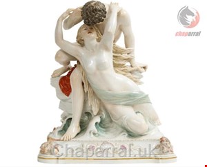 مجسمه نقاشی با دست دکوری چینی آنتیک قدیمی Large Meissen Porcelain Group of Lovers Kissing in the Ocean on a Rock