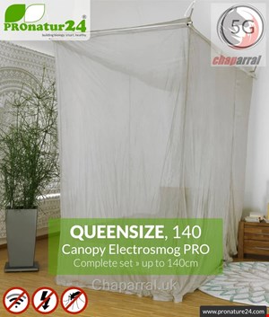 پشه بند ضد امواج الکترومغناطیسی تخت کویین سایز پرونیچر المان PROnature Shielding canopy Electrosmog PRO in a set | QUEEN SIZE BED up to 140cm 