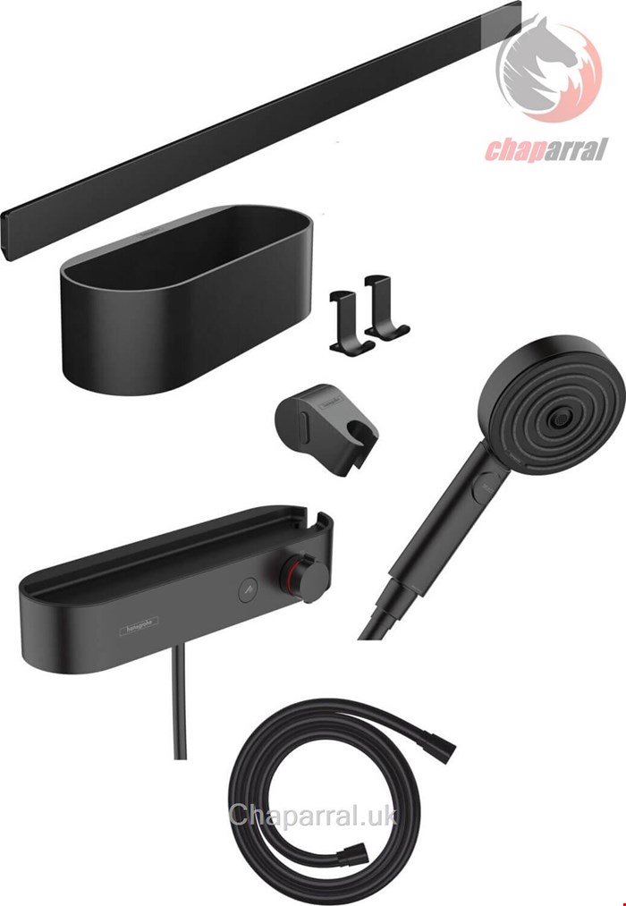ست شیرآلات دوش حمام هانس گروهه آلمان Hansgrohe WallStoris Bundle Handbrause 105 3jet EcoSmart mattschwarz  24250670
