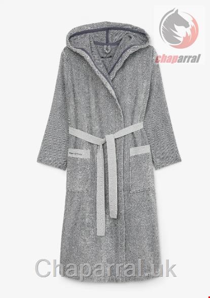 حوله حمام تن پوش زنانه و مردانه مارک او پلو آلمان MARC O POLO LIVING BADEMANTEL MODELL MELANGE AUS BAUMWOLL-FROTTIER Marine / Light Silver
