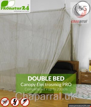 ست پشه بند کفپوش ضد امواج الکترومغناطیسی و RF تخت کینگ سایز پرونیچر المان Shielding canopy Electrosmog PRO in a set (GRAND KING SIZE) 