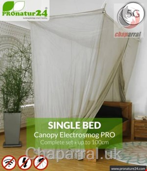 ست پشه بند کفپوش ضد امواج الکترومغناطیسی و RF تخت تک نفره پرونیچر المان PROnature Shielding canopy Electrosmog PRO in a set | SINGLE BED 