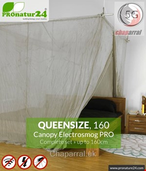پشه بند ضد امواج الکترومغناطیسی تخت کویین سایز پرونیچر المان PROnature Shielding canopy Electrosmog PRO in a set | QUEEN SIZE BED up to 160cm 