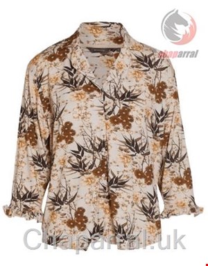 بلوز راحتی زنانه اسنزا هلند ESSENZA Delphine Charlize Vanilla Pyjamaoberteil 3/4 Ärmel