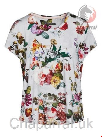 بلوز راحتی آستین کوتاه زنانه اسنزا هلند ESSENZA Saona Fleur Grau Top Kurzarm
