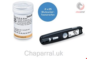 دستگاه و نوار تست قند خون بیورر آلمان Beurer Blutzuckermessgerät GL50 mg/dl Schwarz + 50 Teststreifen