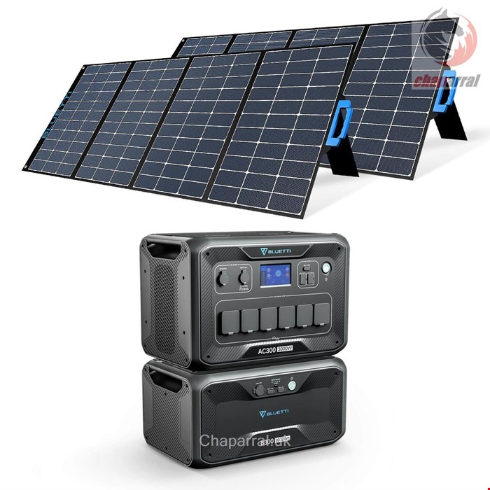 ژنراتور برق خورشیدی با پنل قابل حمل بلوتی BLUETTI Stromerzeuger -BLUETTI AC300-B300 Stromerzeuger Combo