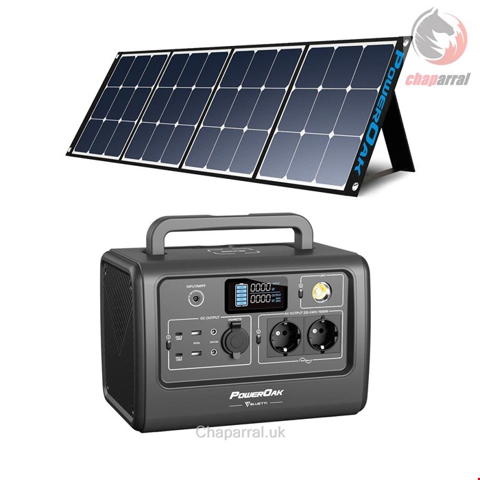 ژنراتور برق خورشیدی با پنل قابل حمل بلوتی Bluetti PowerOak EB70 mit Solarpanel SP120