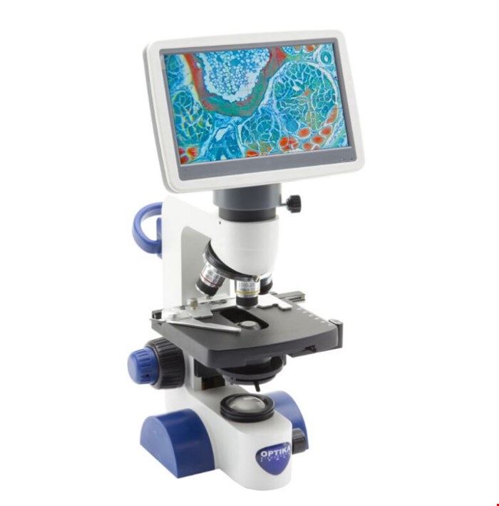 میکروسکوپ اپتیکا ایتالیا OPTIKA Mikroskop B-62V, Screen, 7 Zoll, DIN, achro, 40-400x, LED, 1W, Kreuztisch, Abbe-Kondensor